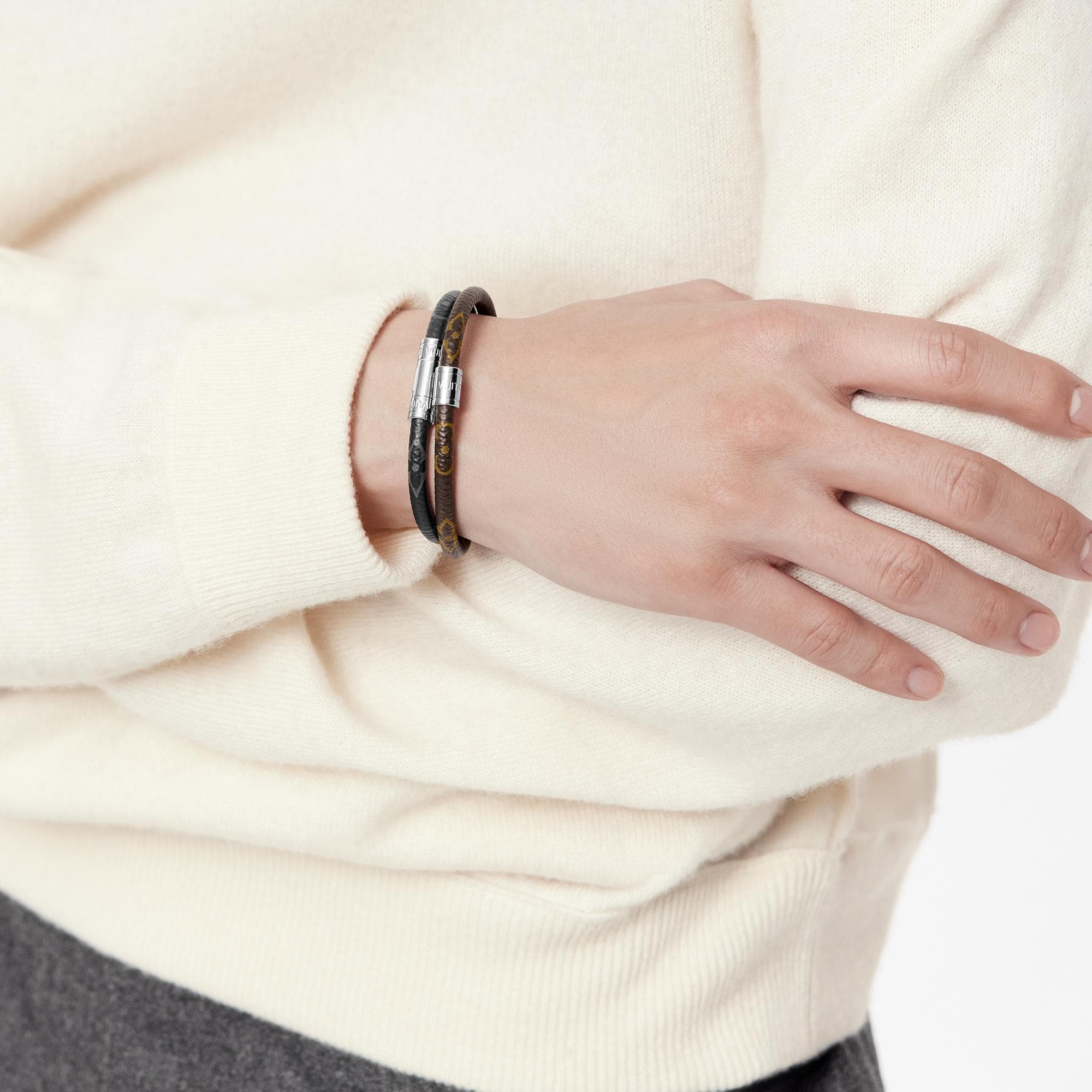 Double Leather Double Bracelet Louis Vuitton Mens Keep It Bracelet